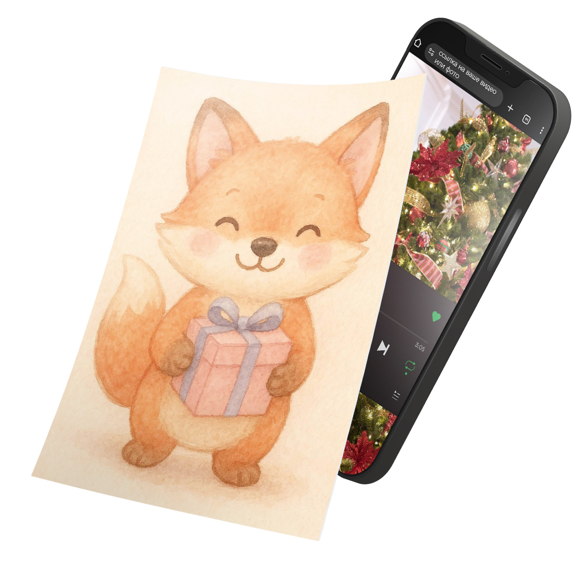 Интерактивная открытка с NFC "Новогодние зверушки; Лисичка", ISBC, арт. 121-62794