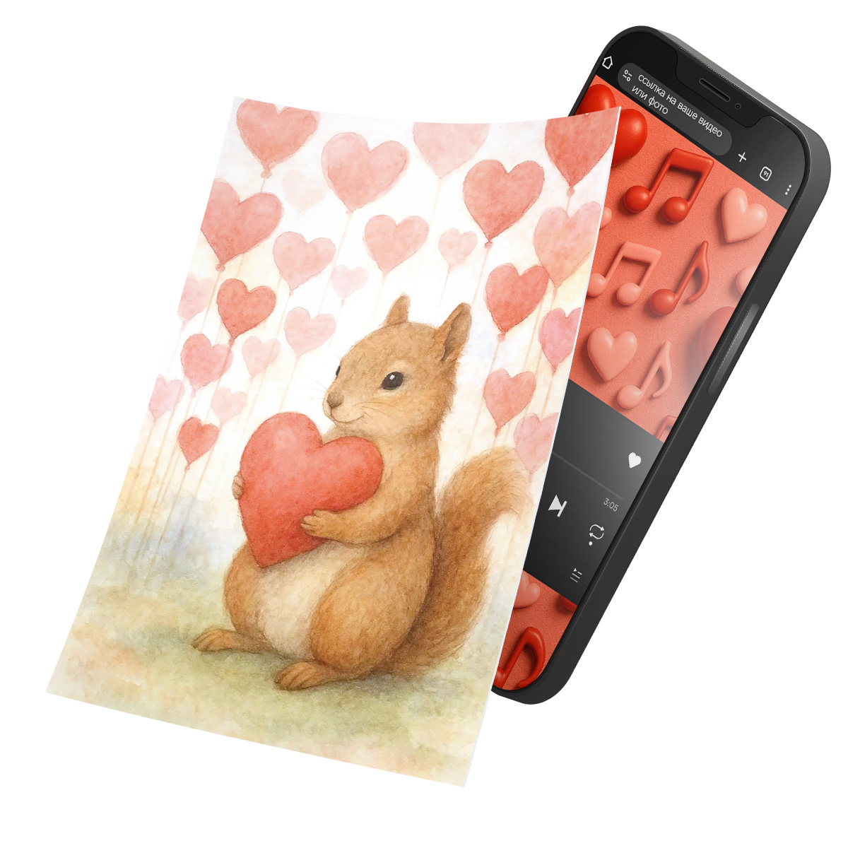 Интерактивная открытка с NFC "Влюбленная белочка", ISBC, арт. 121-64493