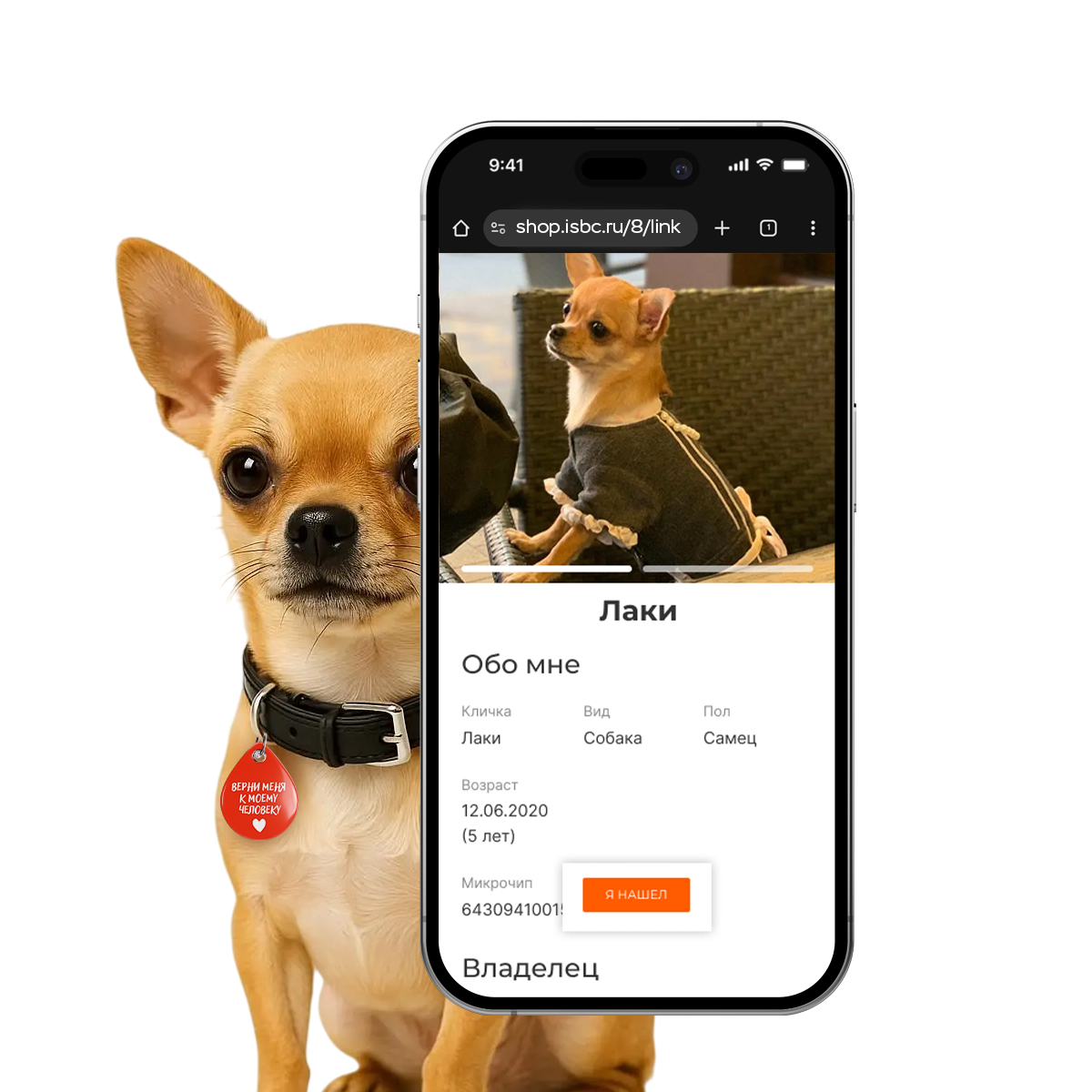 Адресник ISBC "Верни меня к моему человеку, красный", размер M, арт. 006-56912