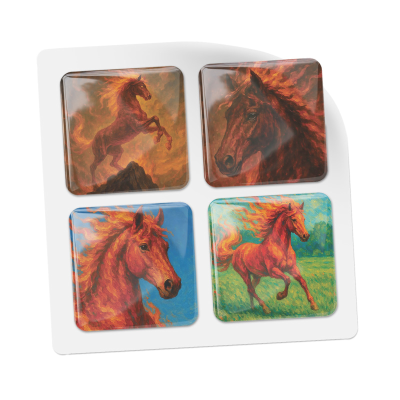 3D стикеры ISBC к Новому году, набор Конь-огонь