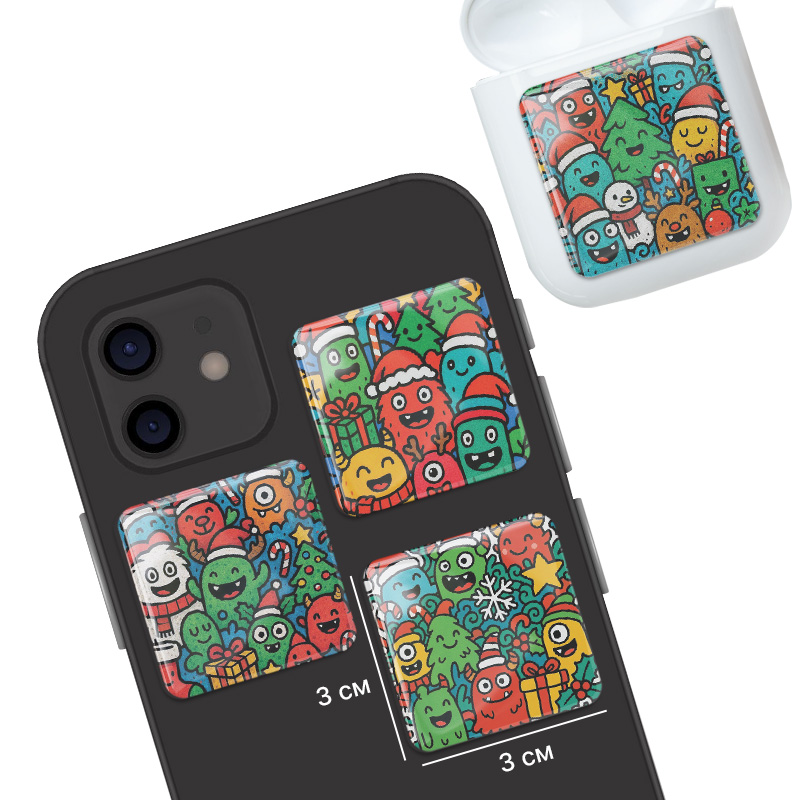 3D стикеры ISBC к Новому году, набор Дудл арт