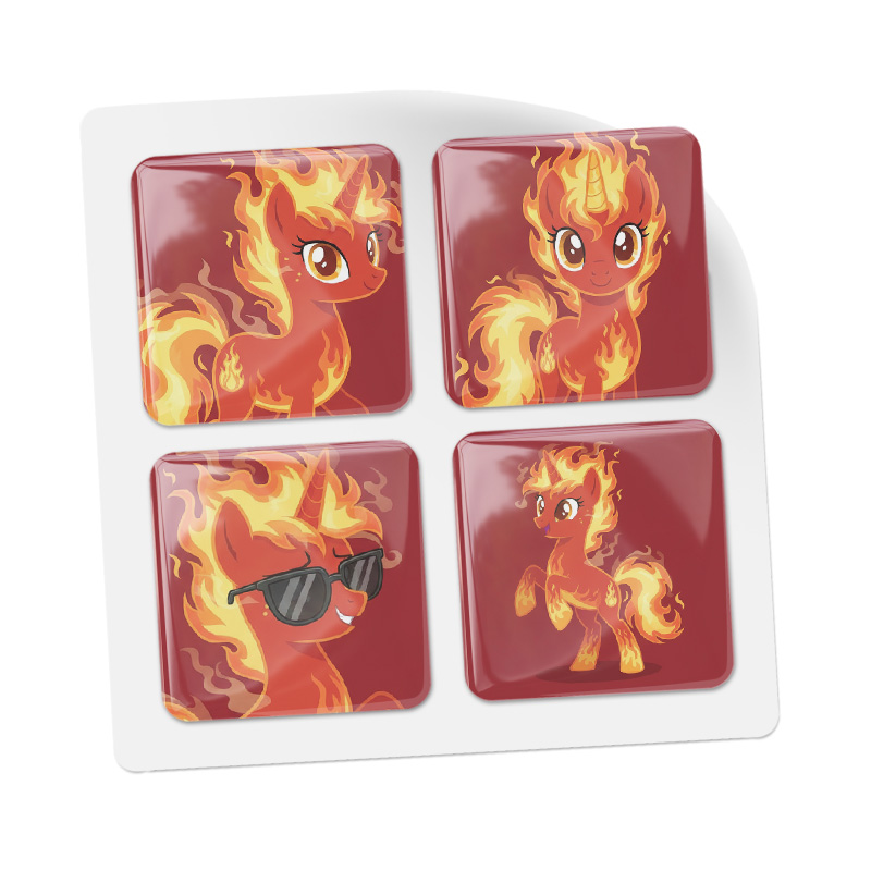 3D стикеры ISBC к Новому году, набор Огненный единорог