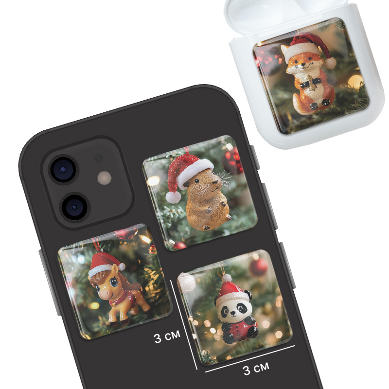 3D стикеры ISBC к Новому году, набор Ёлочные игрушки