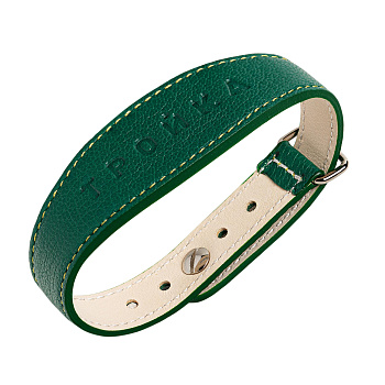 Браслет кожаный с функционалом карты «Тройка», изумрудный, арт. 006-21003