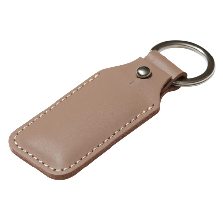 Брелок (чехол) кожаный ISBC, кольцо 28 мм, цвет серый, белая нить Брелок (чехол) кожаный ISBC, кольцо 28 мм, цвет серый, белая нить