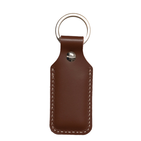 Брелок (чехол) кожаный ISBC, кольцо 28 мм, цвет коричневый (темный), белая нить