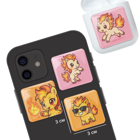 3D стикеры ISBC к Новому году, набор Огненный пони