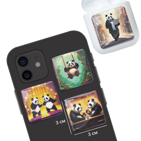 3D-стикеры ISBC "Панда; Пиксель", 4 шт., арт. 006-57228