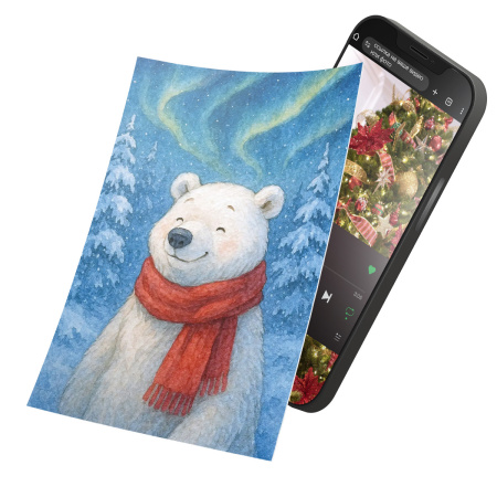 Интерактивная открытка с NFC "Северное сияние; Медвежонок", ISBC, арт. 121-62855