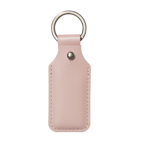 Брелок (чехол) кожаный ISBC, кольцо 28 мм, цвет пудровый, белая нить Брелок (чехол) кожаный ISBC, кольцо 28 мм, цвет пудровый, белая нить