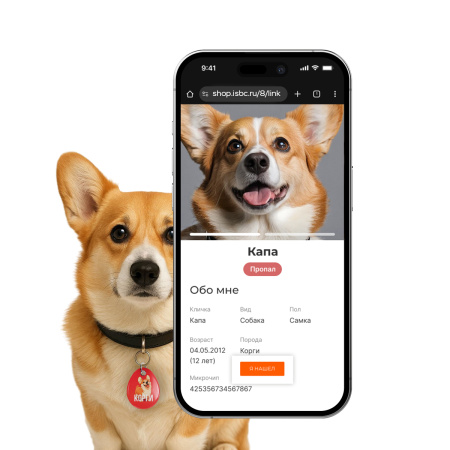 Адресник ISBC "Корги", размер L, арт. 006-57010