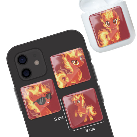 3D стикеры ISBC к Новому году, набор Огненный единорог