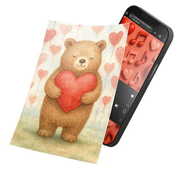 Интерактивная открытка с NFC "Влюбленный медведь", ISBC, арт. 121-64497