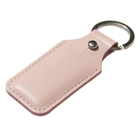 Брелок (чехол) кожаный ISBC, кольцо 28 мм, цвет пудровый, белая нить Брелок (чехол) кожаный ISBC, кольцо 28 мм, цвет пудровый, белая нить