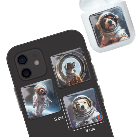 3D стикеры ISBC с собаками космонавтами