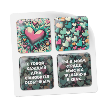 3D стикеры ISBC – серия Любовь, набор Сердечки 3D стикеры ISBC про любовь, парные сердечки