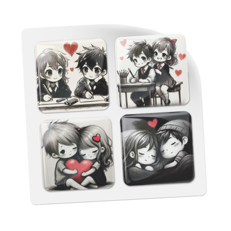 3D стикеры ISBC – серия Любовь, набор Сладкая парочка 3D стикеры ISBC на телефон про любовь, сладкая парочка