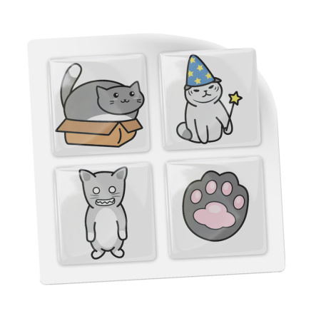 3D-стикеры ISBC – серия Котики, набор Серые котики 3D-стикеры ISBC с серыми котиками
