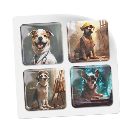 3D стикеры ISBC – серия Собаки, набор Профессии 3D стикеры ISBC с собаками в образе профессий