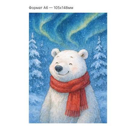 Интерактивная открытка с NFC "Северное сияние; Медвежонок", ISBC, арт. 121-62855