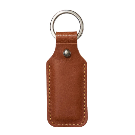 Брелок (чехол) кожаный ISBC, кольцо 28 мм, цвет коричневый (светлый), светло-коричневая нить