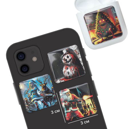 3D-стикеры ISBC новогодние в стиле хоррор