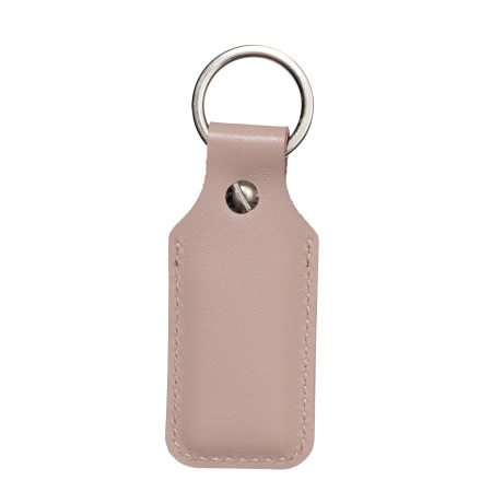 Брелок (чехол) кожаный ISBC, кольцо 28 мм, цвет пудровый, белая нить Брелок (чехол) кожаный ISBC, кольцо 28 мм, цвет пудровый, белая нить