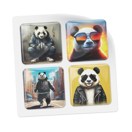 3D-стикеры ISBC "Панда; На стиле", 4 шт., арт. 006-57222