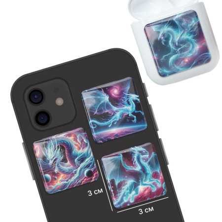 3D-стикеры ISBC – серия Новый год, набор Космический дракон 3D-стикеры ISBC с космическим драконом