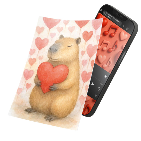Интерактивная открытка с NFC "Влюбленная капибара", ISBC, арт. 121-64491