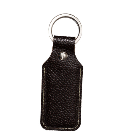 Брелок (чехол) кожаный ISBC, кольцо 28 мм, цвет темно-коричневый, белая нить Брелок (чехол) кожаный ISBC, кольцо 28 мм, цвет темно-коричневый, белая нить