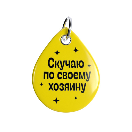 Адресник ISBC "Скучаю по своему хозяину, жёлтый", размер M, арт. 006-56952