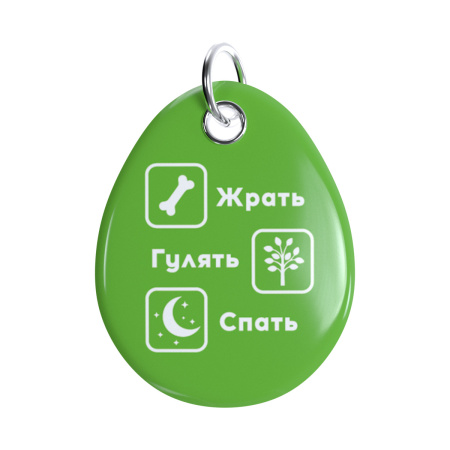 Адресник ISBC "Жрать, Гулять, Спать, зелёный", размер L, арт. 006-57053
