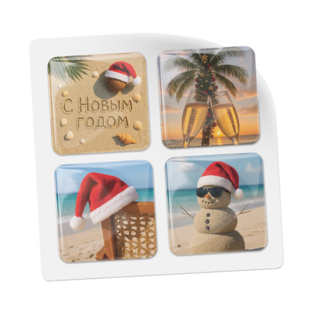 3D стикеры ISBC к Новому году, набор Новогодний пляж
