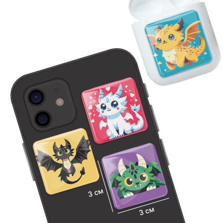 3D-стикеры ISBC – серия Драконы, набор Милый дракон 3D-стикеры ISBC с милым драконом