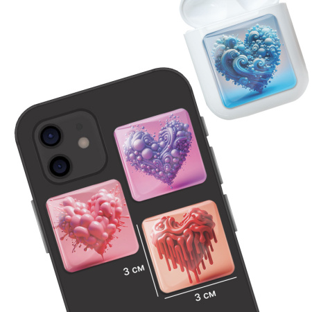 3D стикеры ISBC на телефон про любовь, сердечки