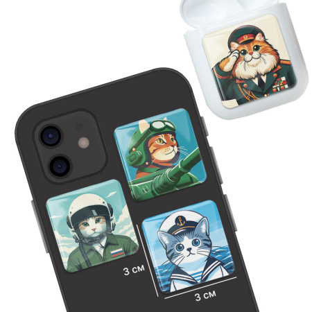 3D стикеры ISBC для мужчин с котами-военными