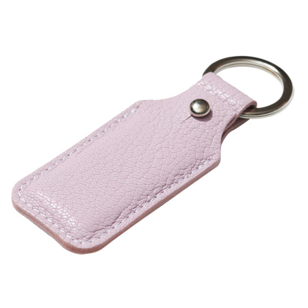 Брелок (чехол) кожаный ISBC, кольцо 28 мм, цвет лиловый, белая нить