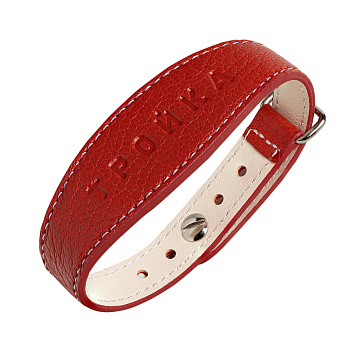 Браслет кожаный с функционалом карты «Тройка», красный, арт. 006-21004