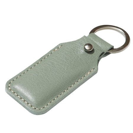 Брелок (чехол) кожаный ISBC, кольцо 28 мм, цвет мятный, белая нить