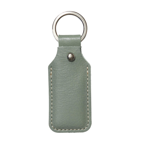 Брелок (чехол) кожаный ISBC, кольцо 28 мм, цвет мятный, белая нить