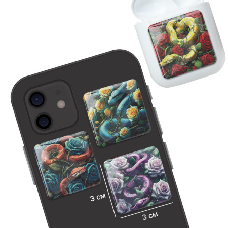 3D-стикеры ISBC "Змеи; Шипы и розы", 4 шт., арт. 006-57934 3D-стикеры ISBC "Змеи; Шипы и розы", 4 шт., арт. 006-57934