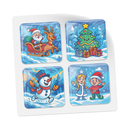 3D стикеры ISBC к Новому году, набор Ёлка, Санта и друзья