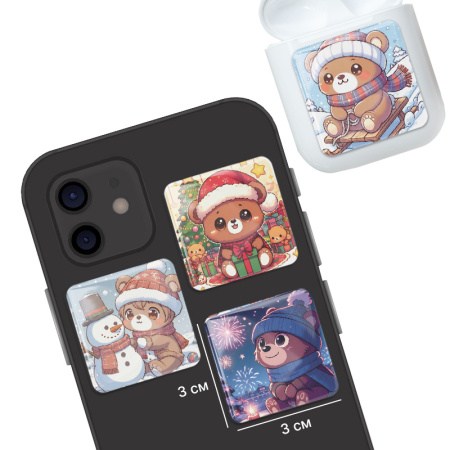 3D-стикеры ISBC "Новогодние зверушки; Медвежонок", 4 шт., арт. 006-57845