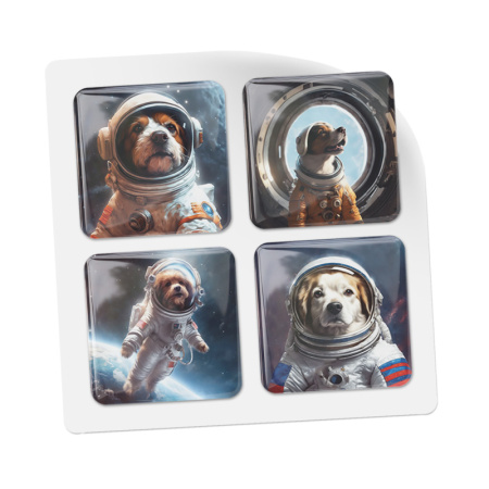 3D стикеры ISBC с собаками космонавтами
