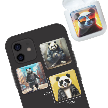 3D-стикеры ISBC "Панда; На стиле", 4 шт., арт. 006-57222