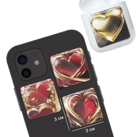 3D стикеры ISBC – серия Любовь, набор Золотые сердца 3D стикеры ISBC про любовь, набор Золотые сердца