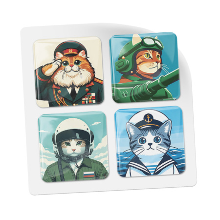 3D стикеры ISBC для мужчин с котами-военными