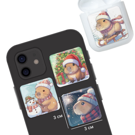 3D-стикеры ISBC "Новогодние зверушки; Капибарка", 4 шт., арт. 006-57835