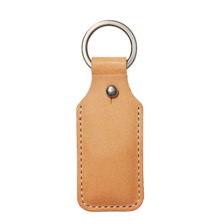 Брелок (чехол) кожаный ISBC, кольцо 28 мм, цвет натуральный, белая нить